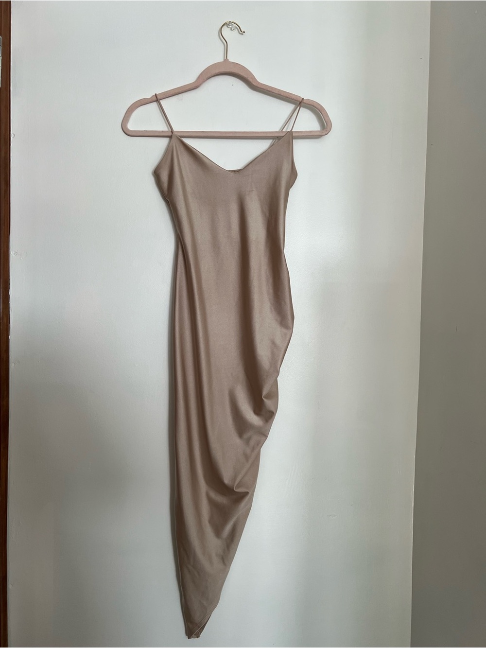 Windsor Beige Satin Slip Midi Dress